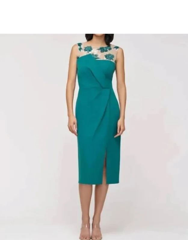 Illusion-yoke Sheath Dress