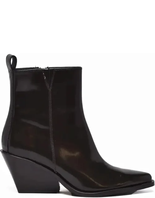 Leather Wedge Ankle Boots