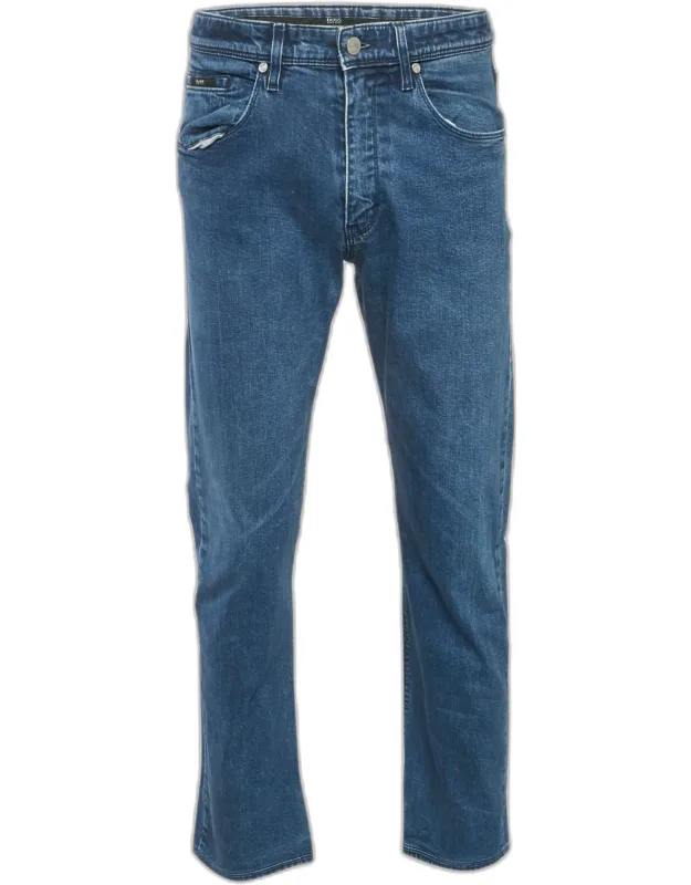 Blue Denim Straight Leg Jeans
