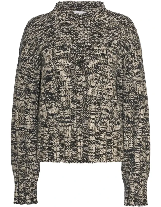 Wool And Cashmere Sweater With High Neck And Mélange Finish