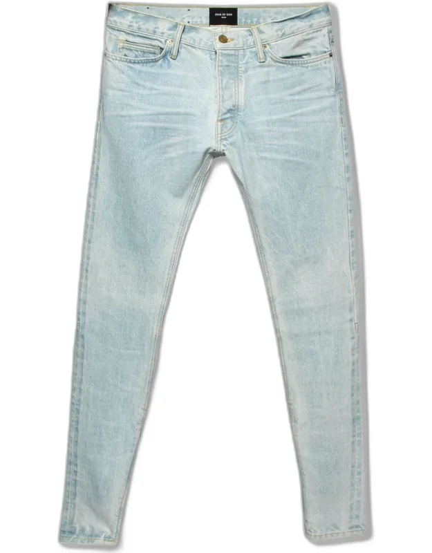 Distressed Denim Zipped Hem Slim Fit Jeans