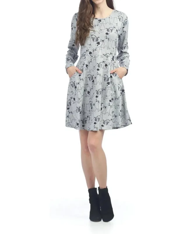 Cat Print Sweater Dress