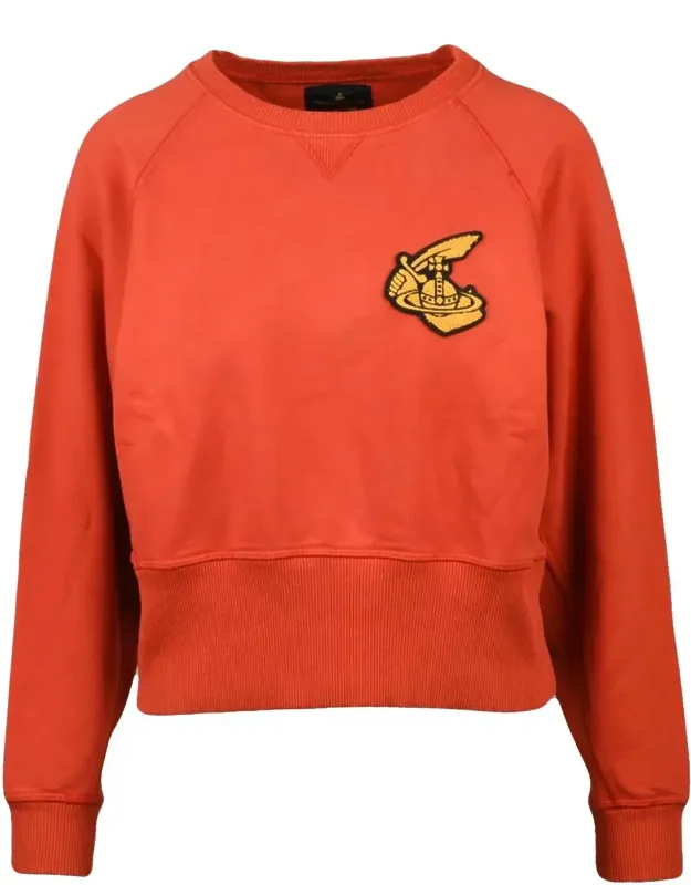 Cropped Crewneck Sweatshirt With Raglan Sleeves And Iconic Emblem