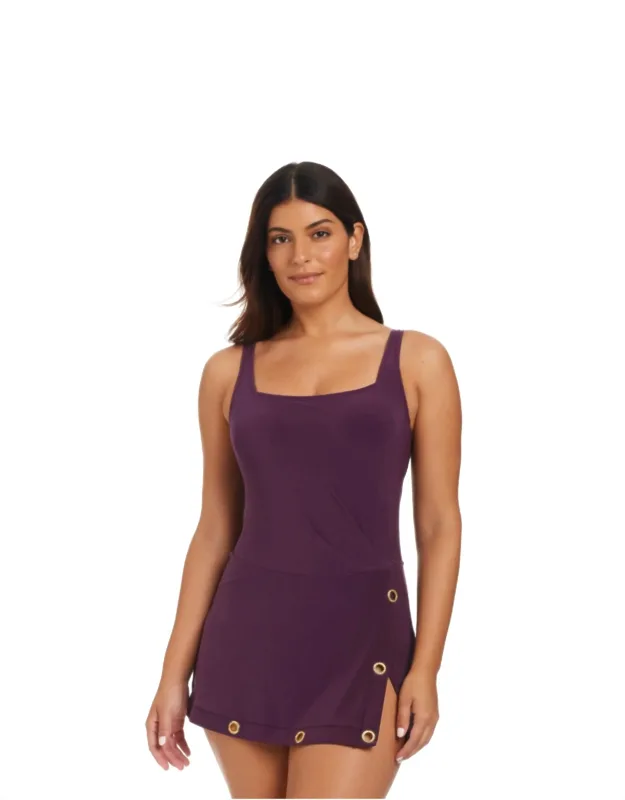 Grommets One Piece Swim Dress