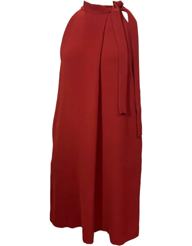 Tie Neck Crepe Dress