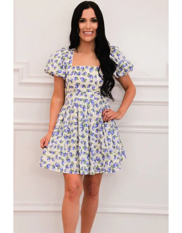 Floral Square Neck Mini Dress