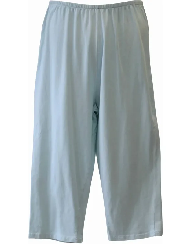 Cotton Capri Leggings - Plus In Ice Blue With High-rise Waistband And Tapered Leg Style