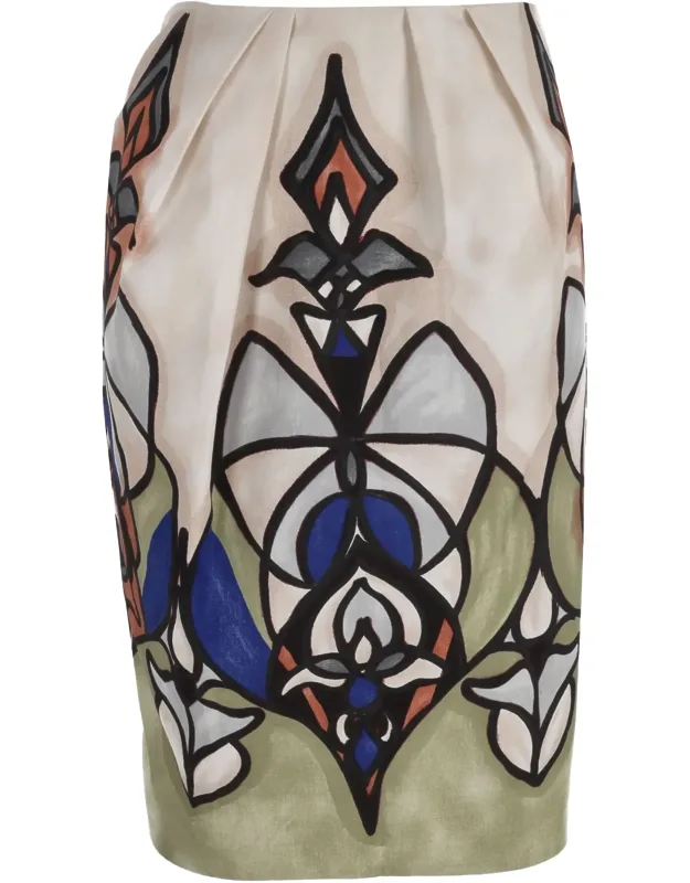 Printed Pencil Midi Skirt