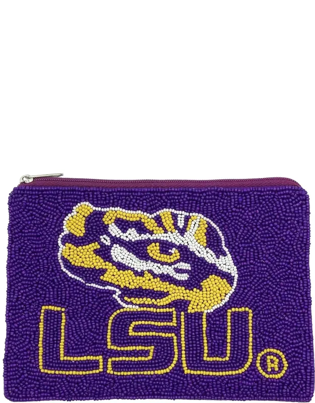 Lsu Tiger Eye Beaded Coin Purse