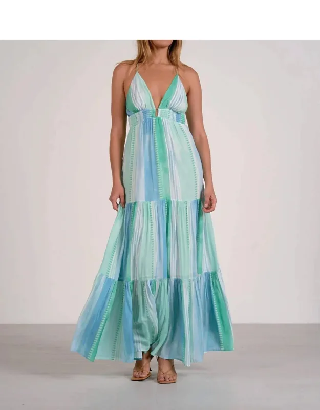 V-neck Open Back Maxi Dress