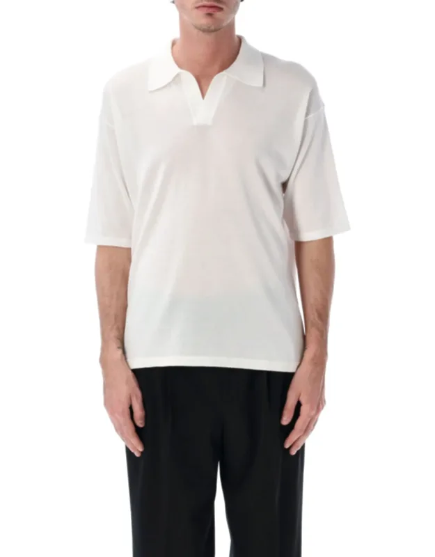 Cotton Crepe Buttonless Polo Shirt
