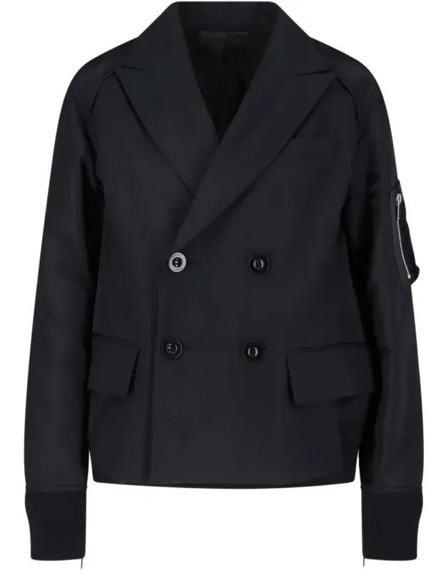 Double-breasted Blazer With Zippered Details