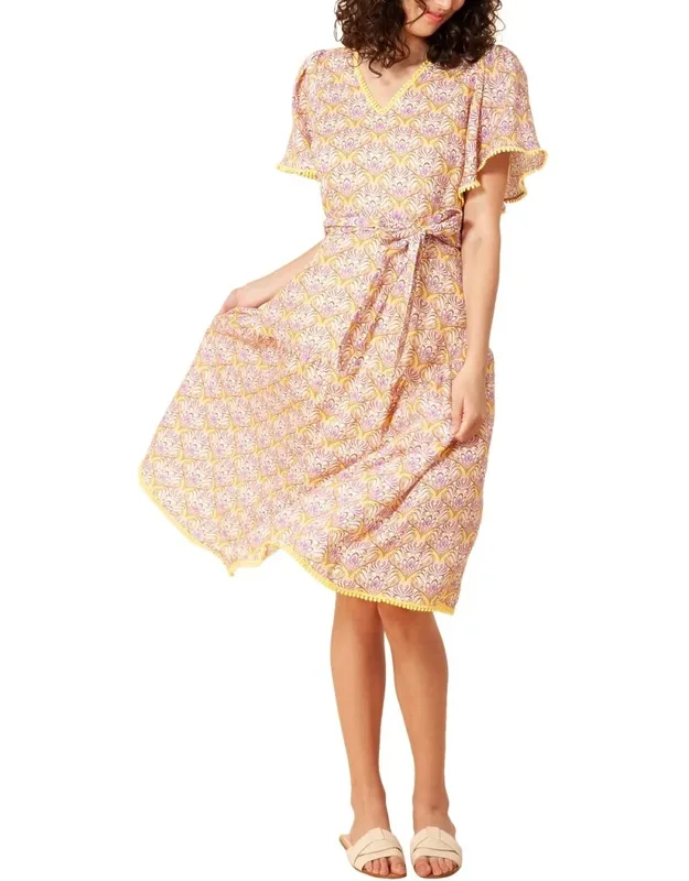 V-neck Linen Midi Dress