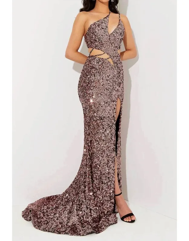 Cutout Sequin Prom Dress