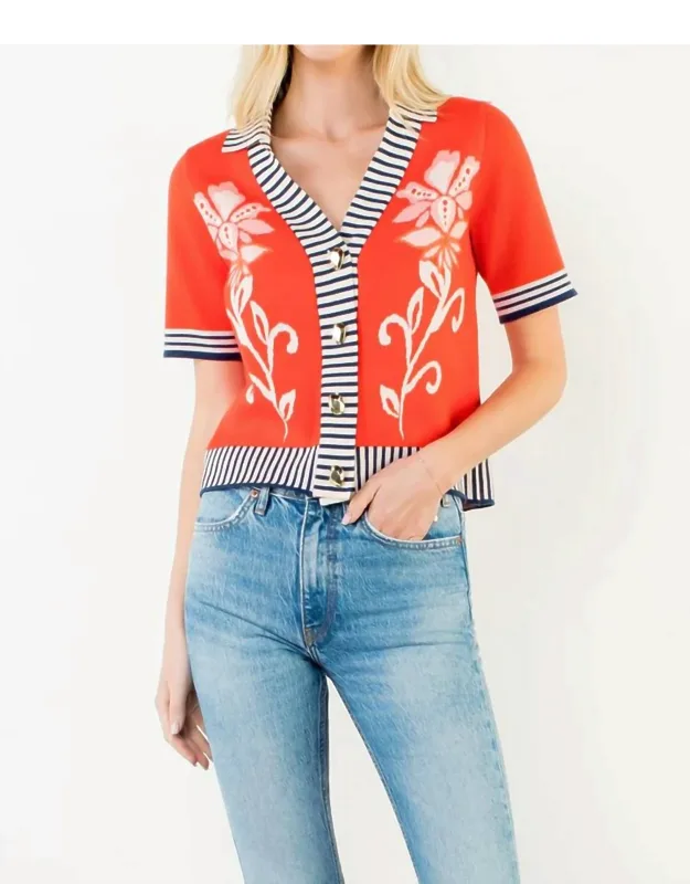 Floral Button Front Cardigan