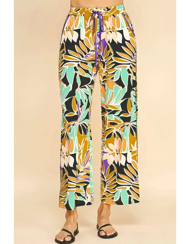 Cropped Print Woven Pants