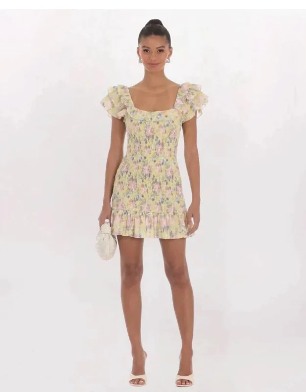Roses Smocked Ruffle Dress