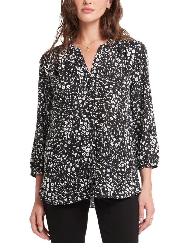 Pintuck Blouse - Figure-flattering Fits, Button Front