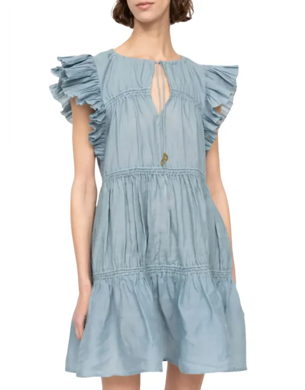 Anise Ramie Flutter Sleeve Tunic Dress