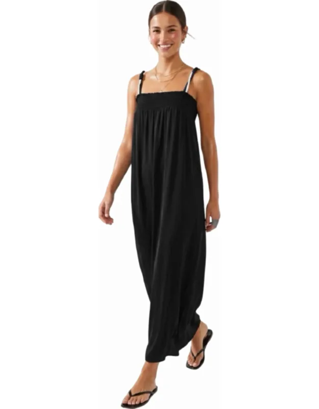 Cord Detail Smocking Maxi Dress