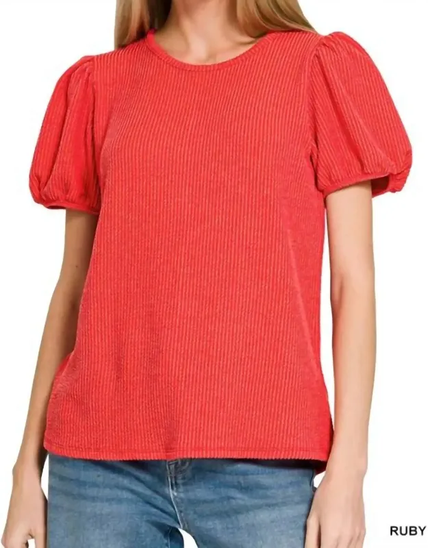 Puff Sleeve Corded Shirt