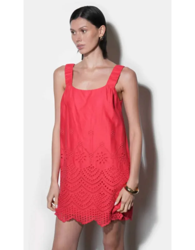 Linen Blend Embroidered Mini Dress