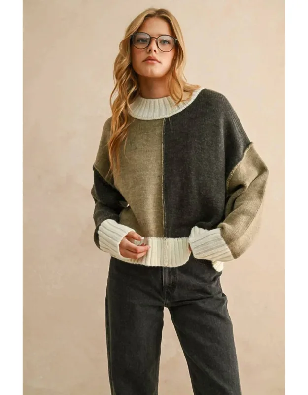 Cozy Contrast Knit Sweater