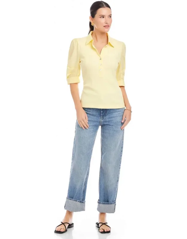 Camden Contrast Pleat Sleeve Henley Top