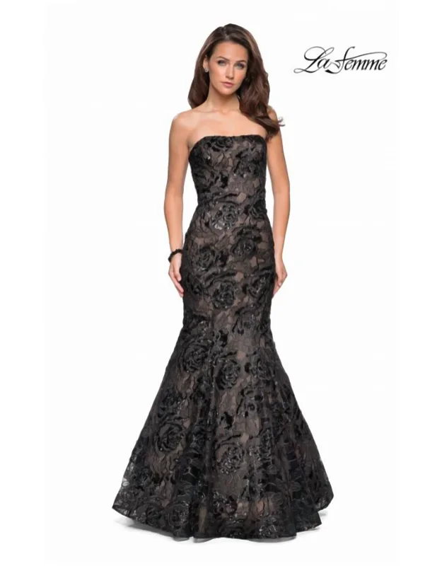 Strapless Sequin And Lace Mermaid Prom Dress