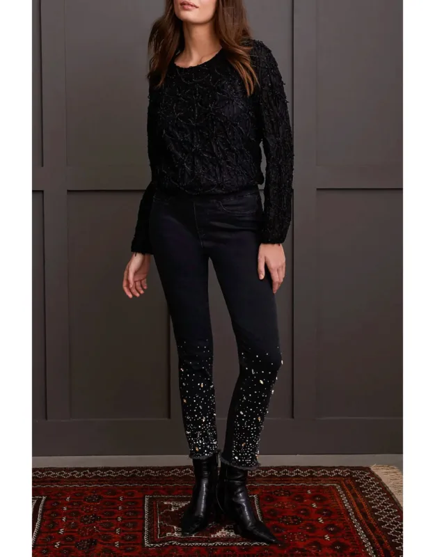 Pull-on Slim Jeans With Gemstones
