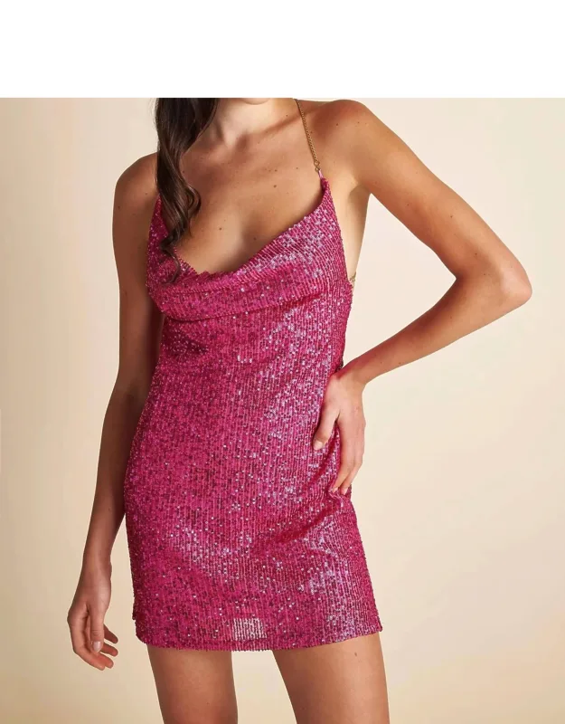 Chain Criss Cross Back Sequin Dress