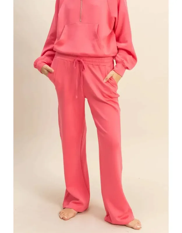 Knit High-waist Wide-leg Drawstring Sweatpants