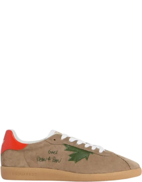 Suede Low-top Sneakers With Asymmetrical Heel Tabs