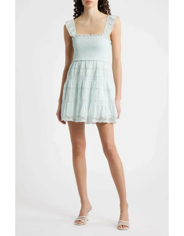 Lace Trimmed Cotton Mini Dress