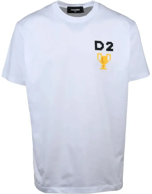 Pixelated Trophy Graphic Crew Neck T-shirt