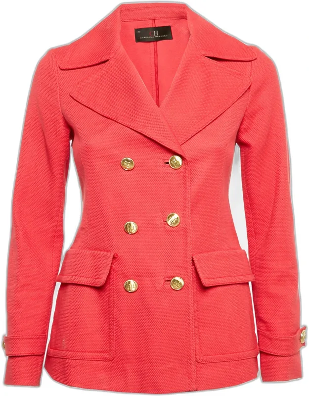 Textured Cotton Double Breasted Coat