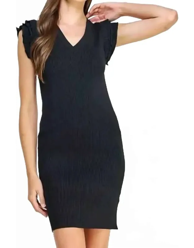 Ribbed Dress With Shoulder Detail