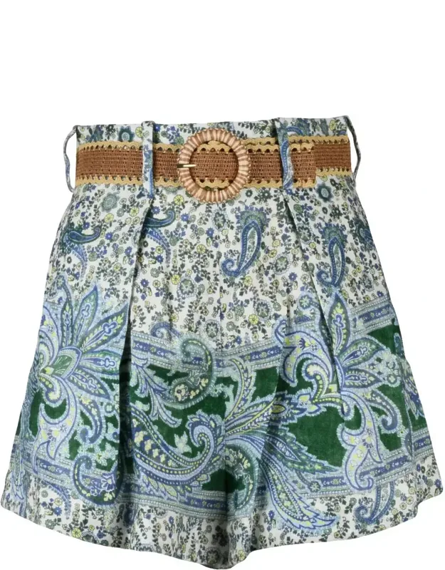 Linen Paisley Shorts