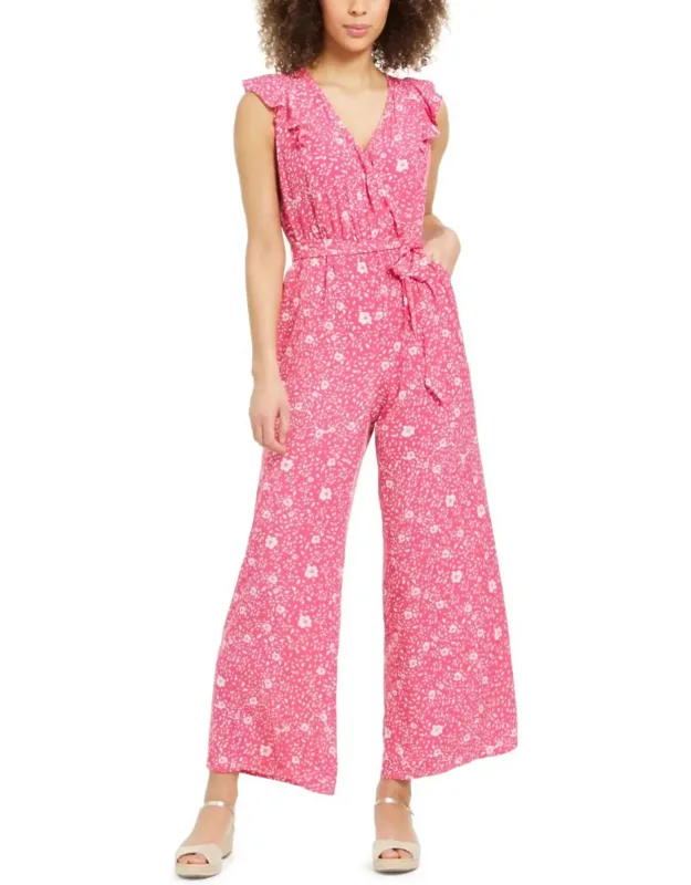 Printed Flutter Sleeve Jumpsuit