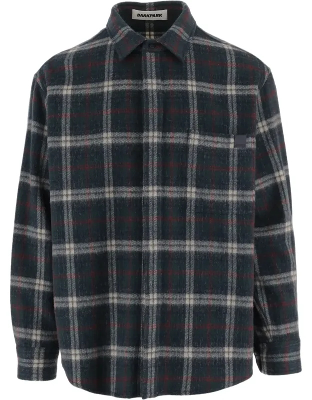 Wool-blend Shirt With Classic Collar And Check Pattern