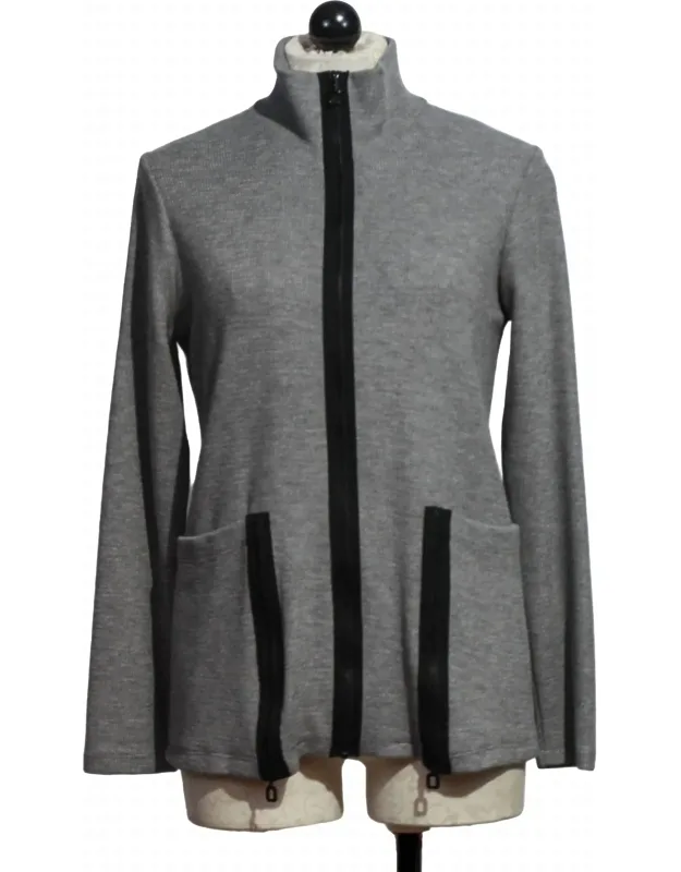 Long Sleeve Knit Jacket With Zipper
