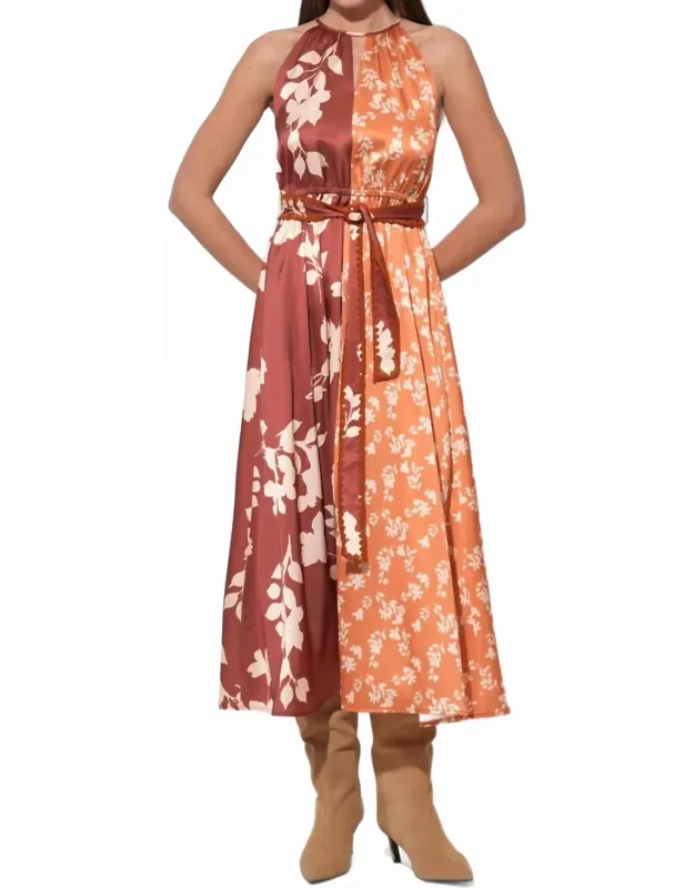 Sandi Two Toned Halter Midi Dress