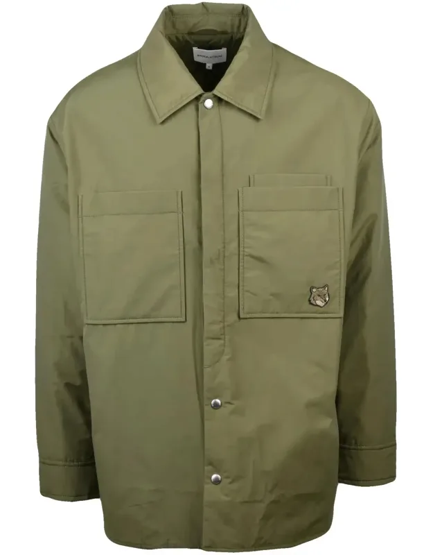 Shirt Jacket With Quilted Interior And Snap Button Closure