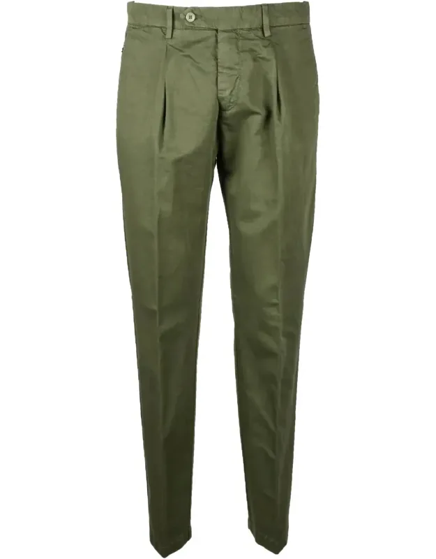 Tailored Cotton Linen Trousers With Front Pleats