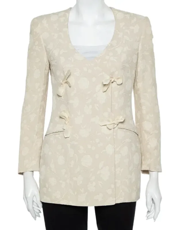 Floral Jacquard Tie Detail Vintage Blazer