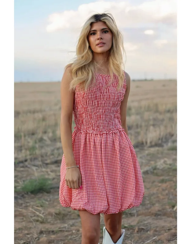 Nashville Gingham Smocked Bubble Dress