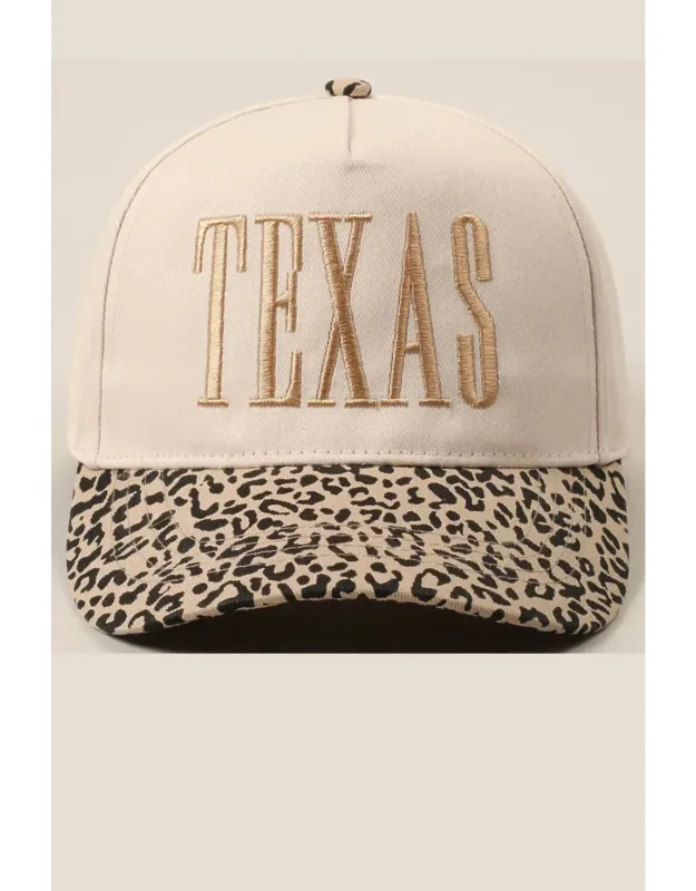 Texas Embroidery Leopard Two-tone Cap