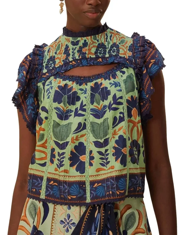 Ocean Tapestry Sleeveless Blouse