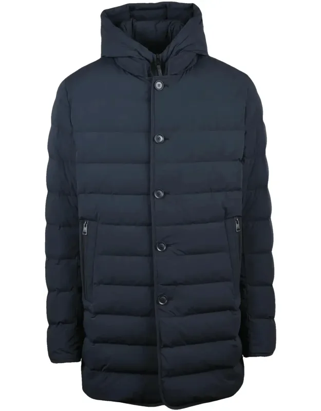 Quilted Down Jacket With Removable Bib And Padded Silhouette