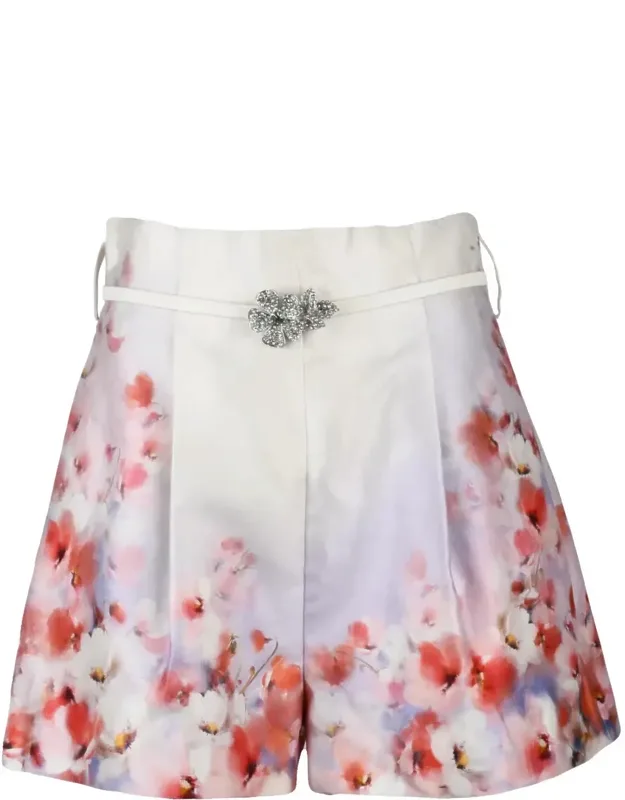 Silk-blend Floral Shorts